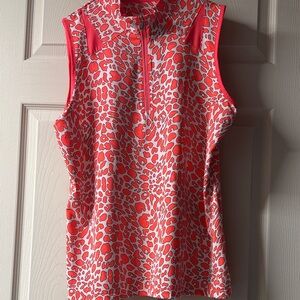 Tail Women's orange and White Leopard Print Tank Top L